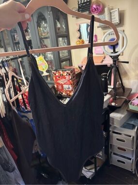 Arie Denim Black V-Neck Bodysuit/bathing suit M